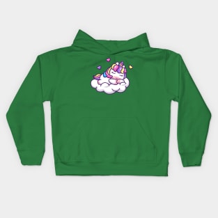 Cute Unicorn Sleeping On Cloud Cartoon Kids Hoodie